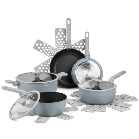 Eden 12 Piece Cookware Set Non-Stick - Cool Grey