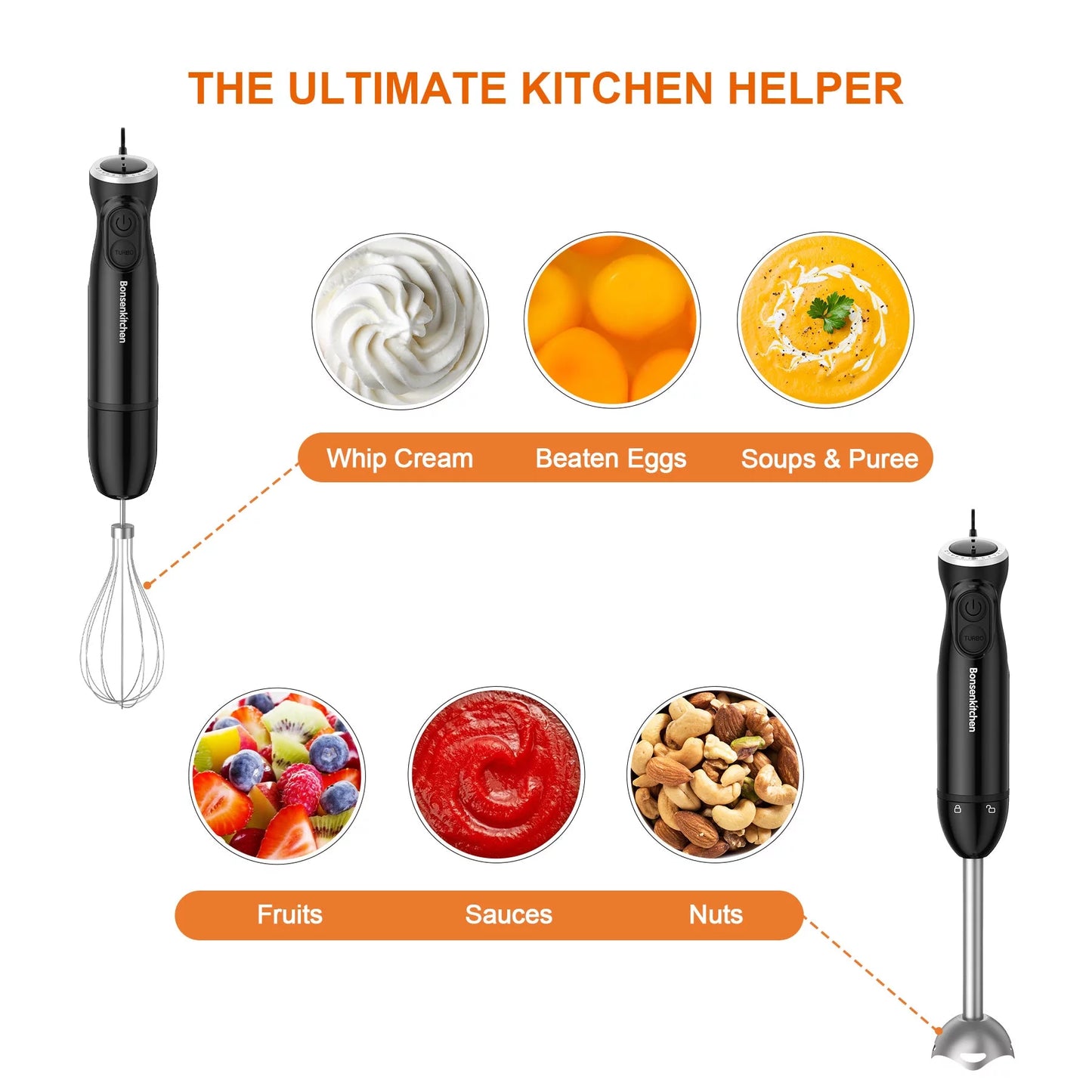 Bonsenkitchen Immersion Blender 