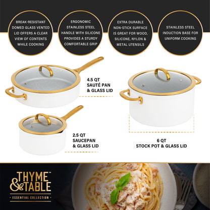 Thyme & Table Supreme Cookware Set - Cream