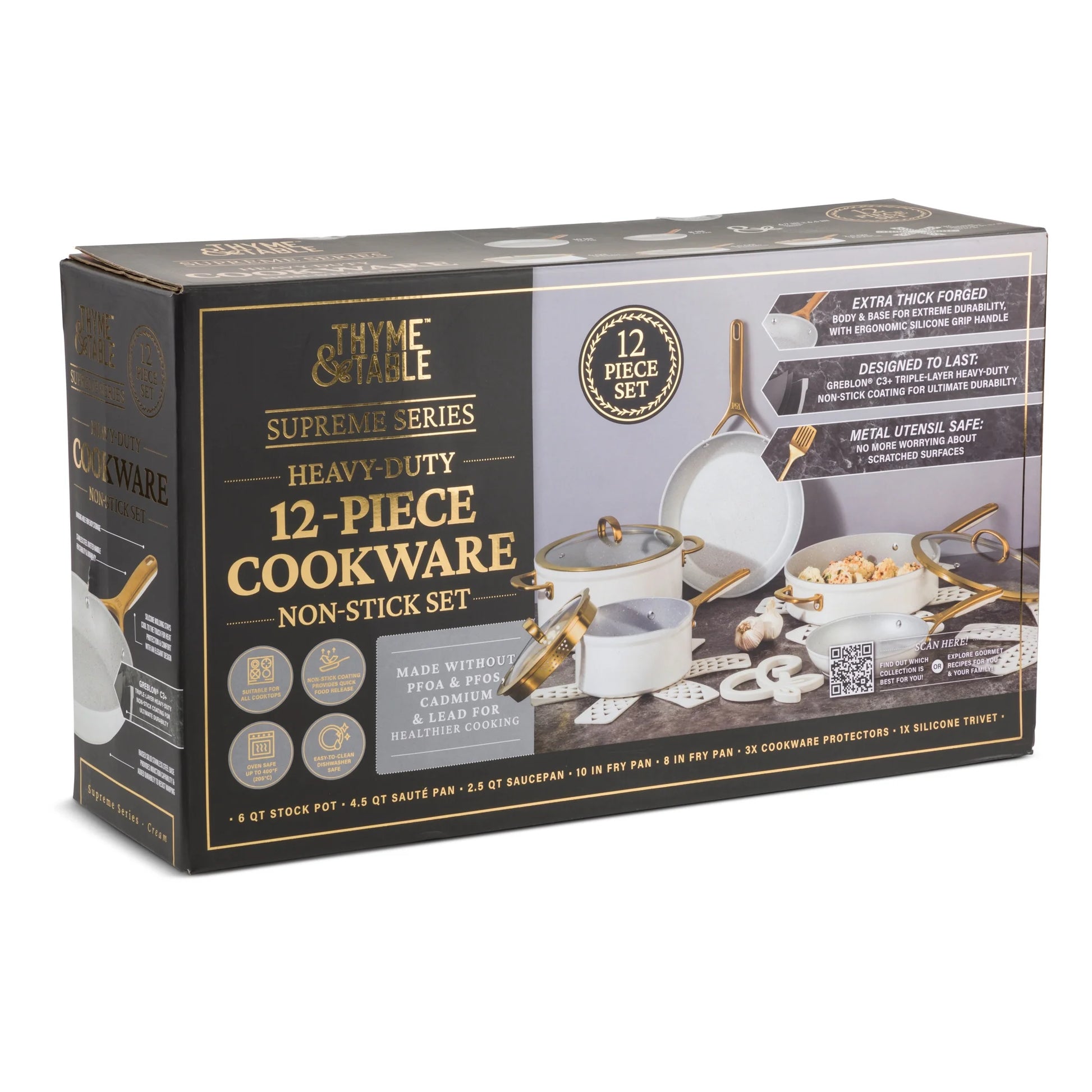 Thyme & Table Supreme Cookware Set - Cream